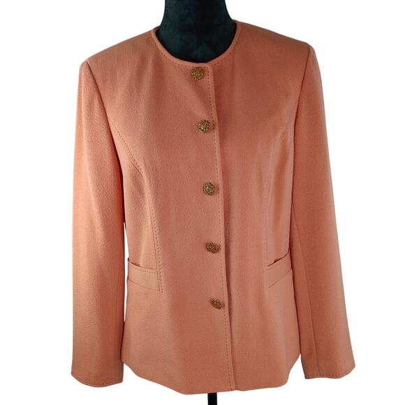 MARGARET FRANCES Women's Blazer Coat Medium Peach Classic Polyester Spandex - Picture 1 of 4